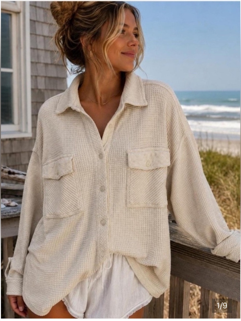 Aerie Lumber Jane Waffle Knit Shirt Large